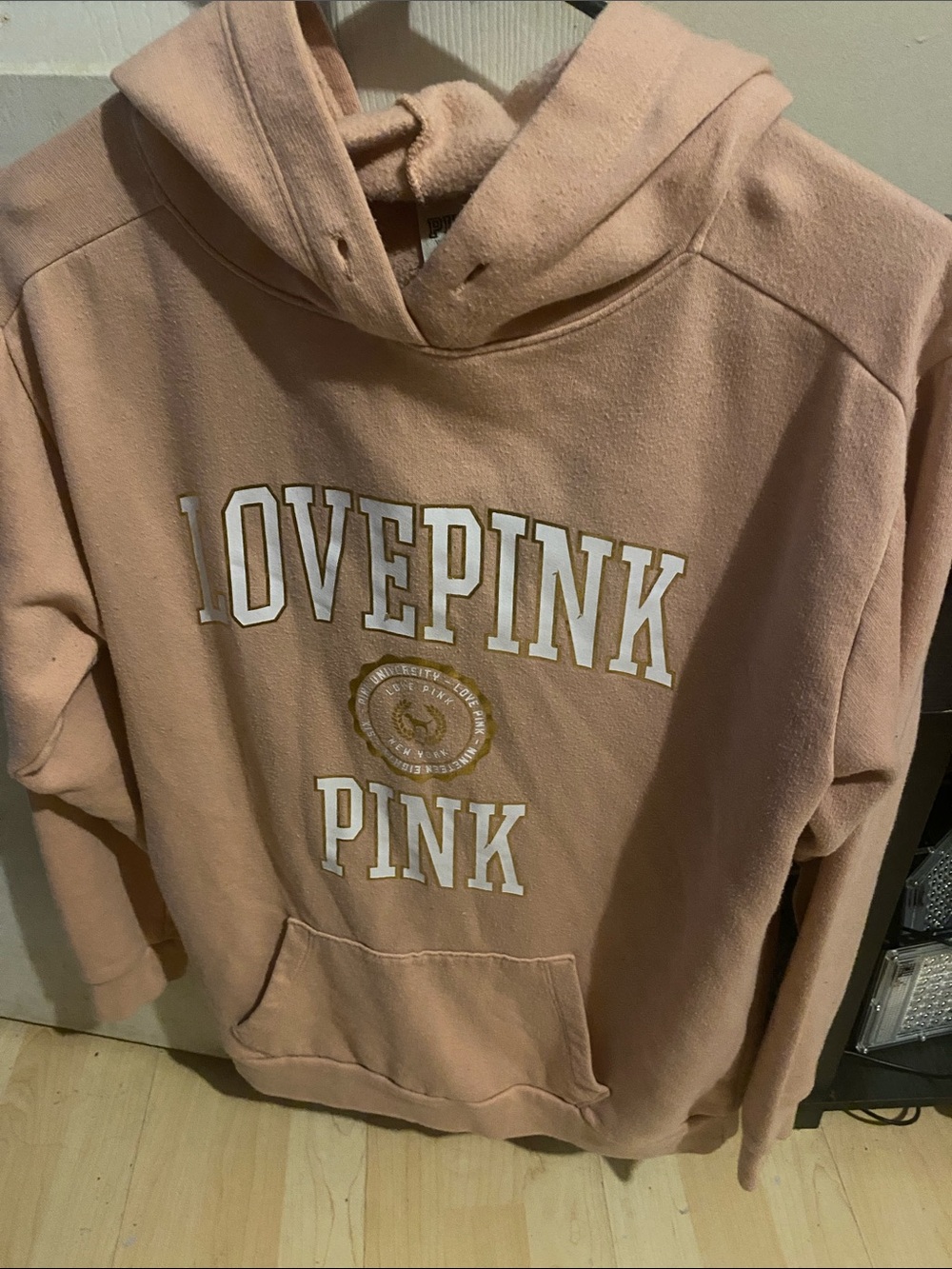 PINK Victoria's Secret LOVE PINK Pullover Hoodie in Light Blush